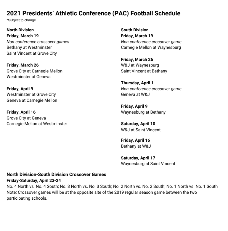 REvised football schedule from PAC